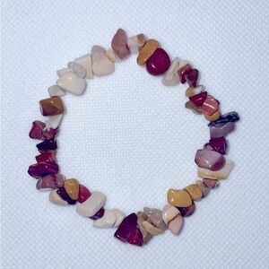 Mookaite Chip Stretch Bracelet, NEW, in shades of burgundy, beige & More!